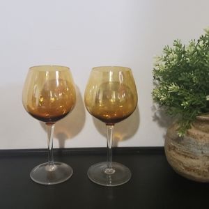 Vintage Bohemia Crystal Wine Glasses, set of two